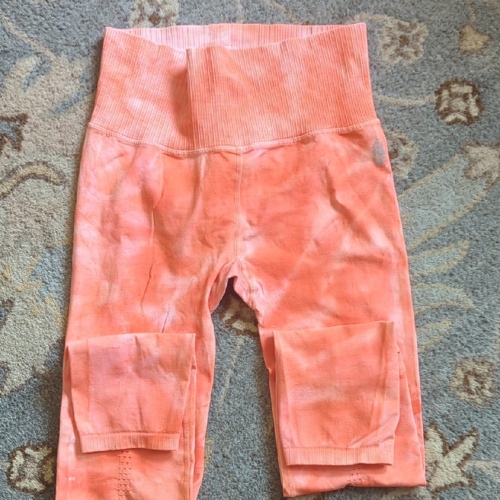 Orange High-Waist Cropped Leggings